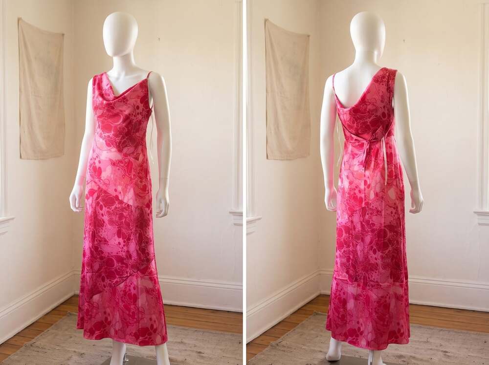 The Wolf Gang Amor Cowl Neck Dress Pink Bubble Marbled One Shoulder XS NWT